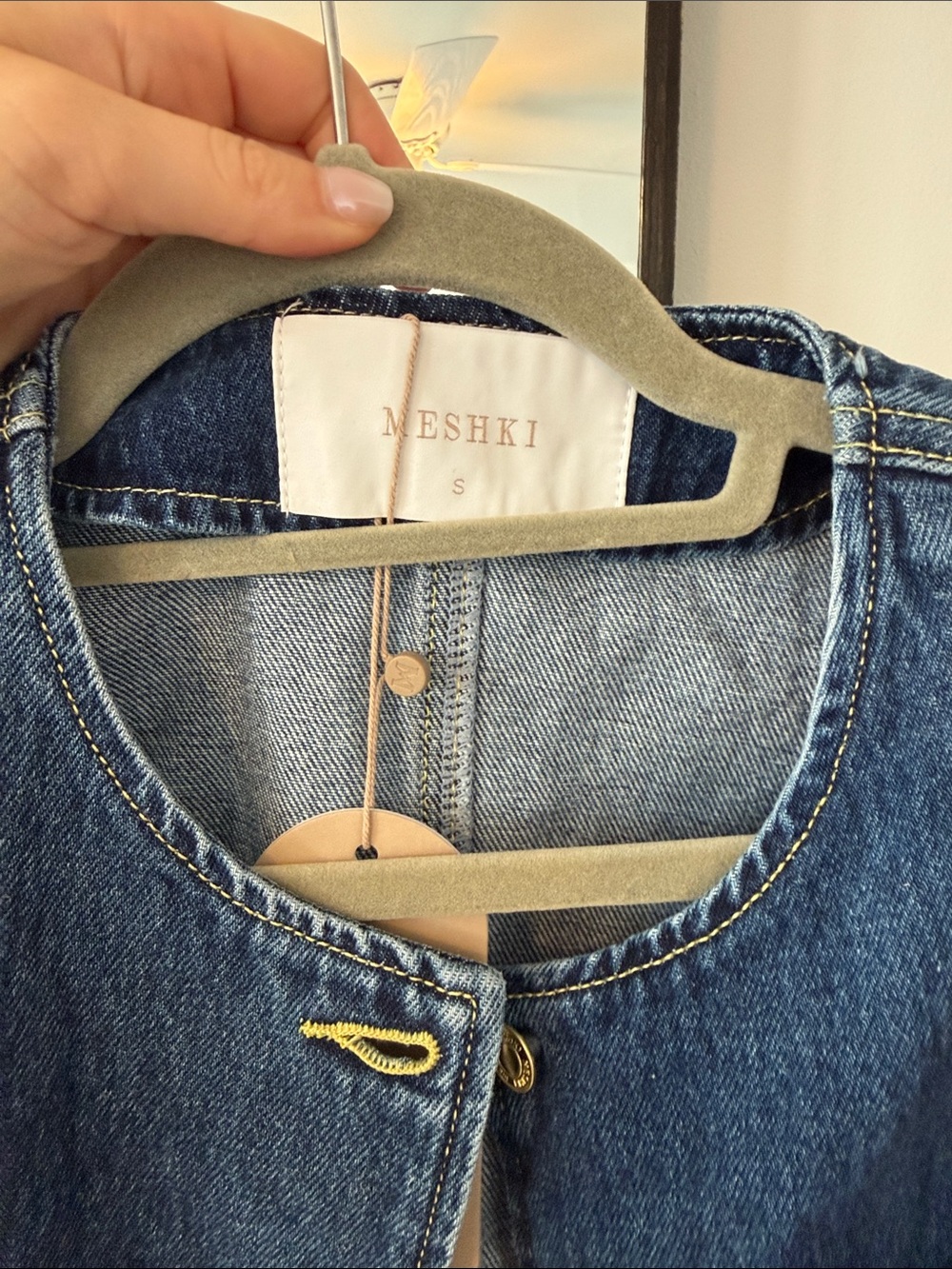Meshki Dark Blue Denim Sleeveless Vest Jacket - Picture 2 of 3